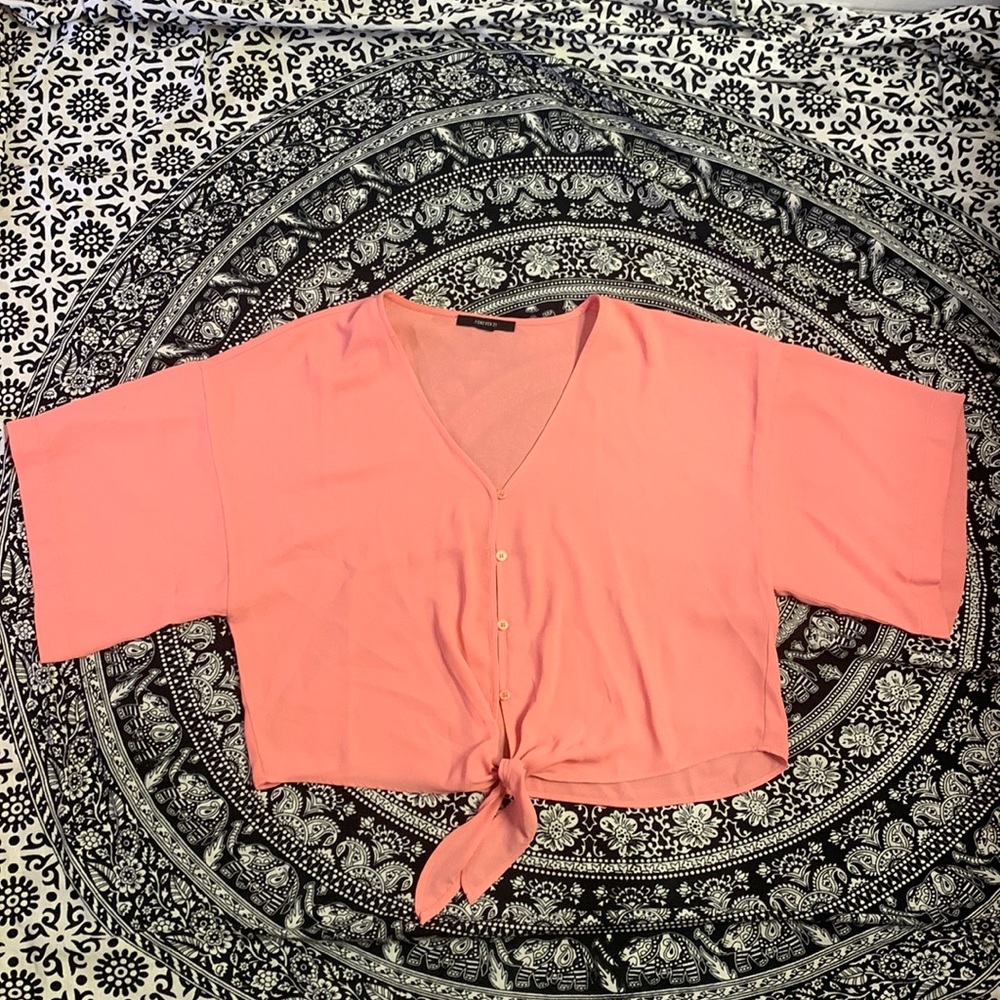 Forever 21 cropped, front tie shirt